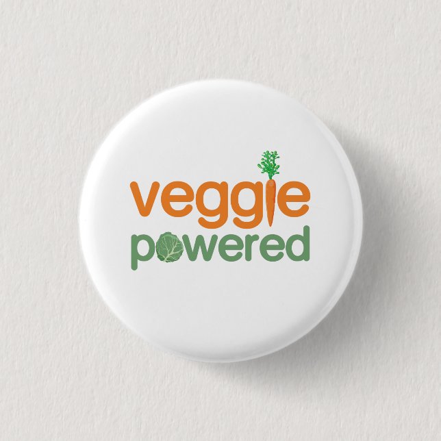 Veggie Vegetable Powered Vegetarian Pinback Button (Front)