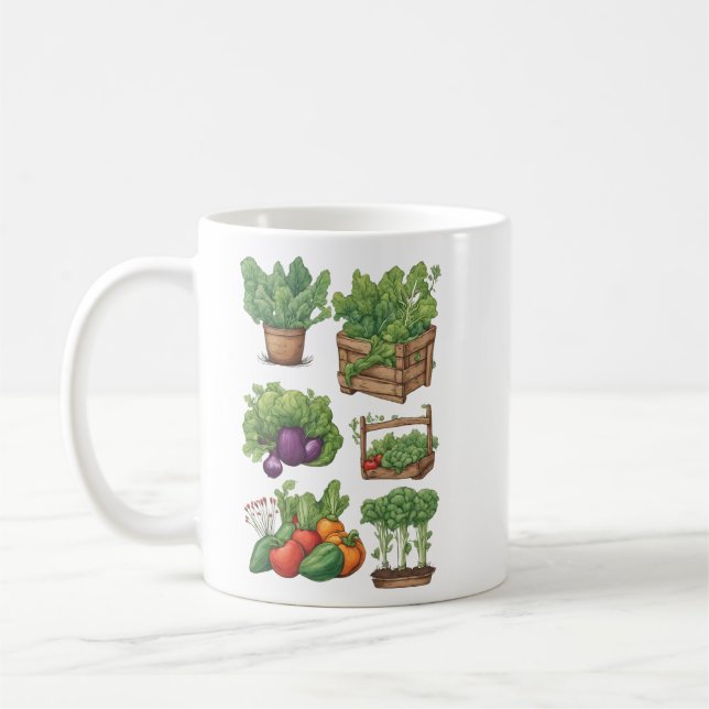 Veggies 10 gardening, gift, vegetables, gardener coffee mug (Left)