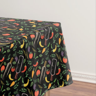 Veggies and Bottles Foodie Hipster Tablecloth