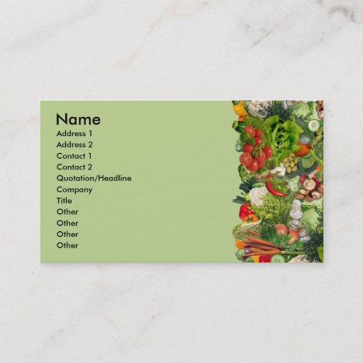 Customizable Veggies Business Cards