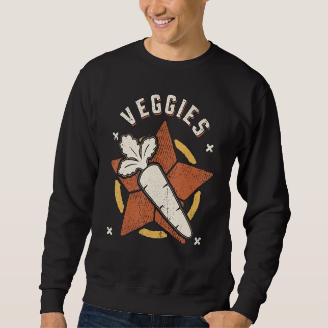 Veggies Carrot Vegetarian Vegan Vintage Retro Clas Sweatshirt (Front)