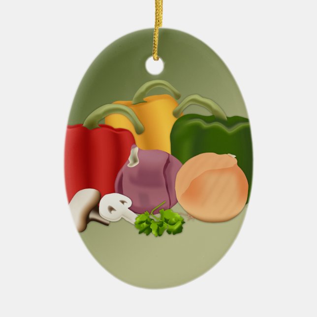 Veggies Ceramic Ornament (Front)