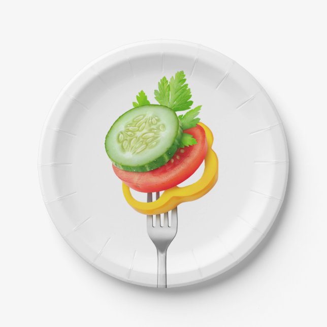 Veggies on a fork paper plates (Front)