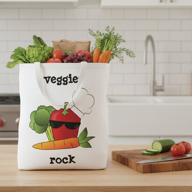 Veggies Rock Humorous Grocery Bag (Creator Uploaded)
