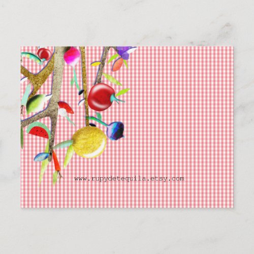 Veggies Watercolor Vichy Pattern Postcard