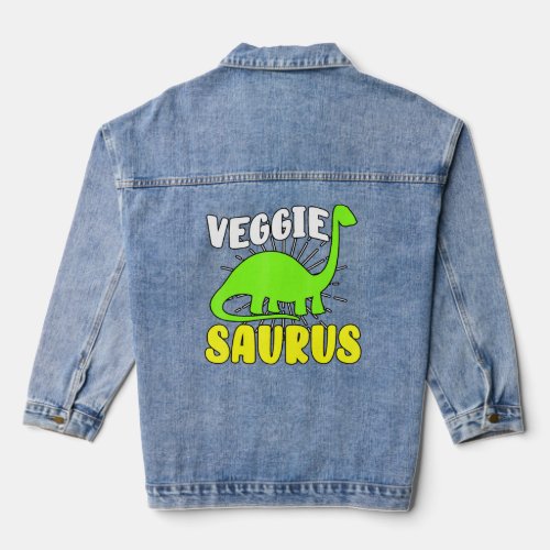 Veggiesaurus Dino Vegetarian No Meat Plant Based D Denim Jacket