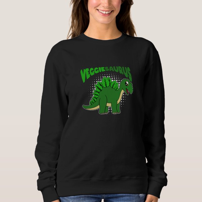 Veggiesaurus Proud Vegan Vegetarian Dinosaur Sweatshirt (Front)