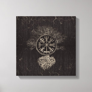 Vegvisir  and Tree of life  -Yggdrasil Canvas Print