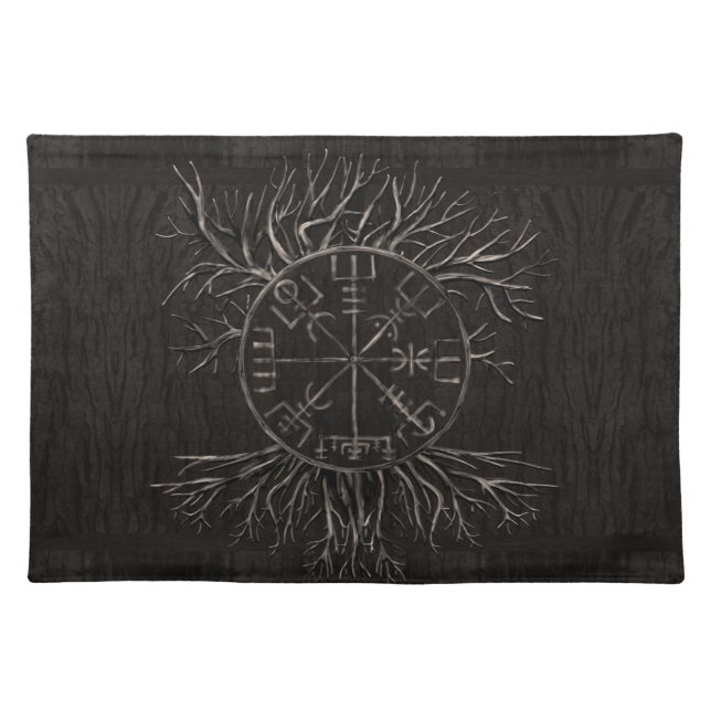Vegvisir and Tree of life Yggdrasil Cloth Placemat (Front)