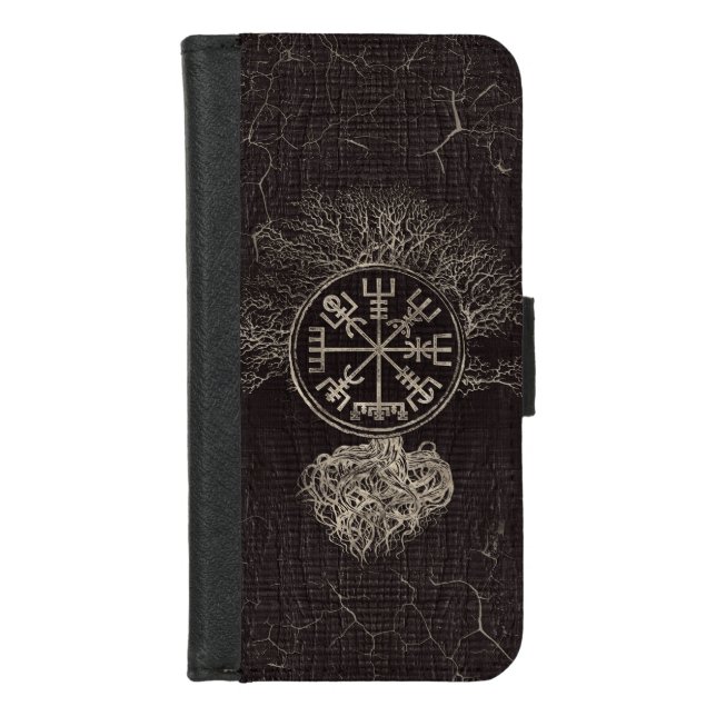 Vegvisir  and Tree of life  -Yggdrasil iPhone Wallet Case (Front)