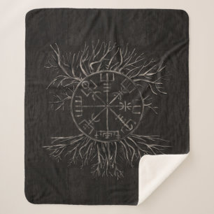 Vegvisir and Tree of life Yggdrasil Sherpa Blanket