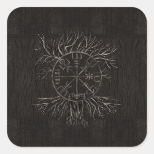 Vegvisir and Tree of life Yggdrasil Square Sticker