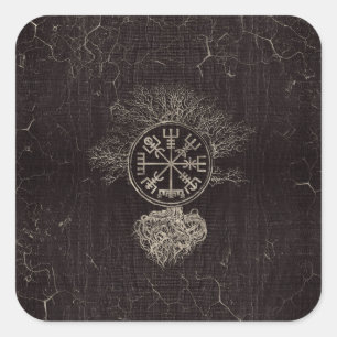 Vegvisir and Tree of life -Yggdrasil Square Sticker