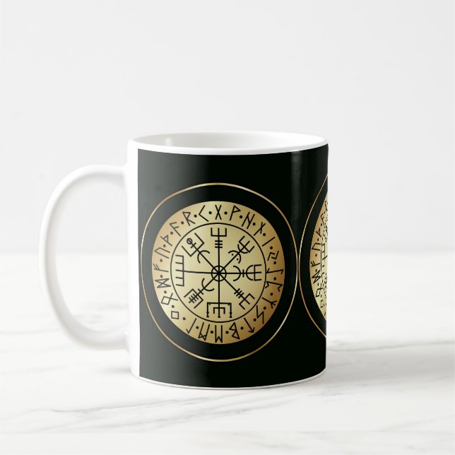 Vegvisir Compass: Guiding Runes of Iceland Coffee Mug (Left)