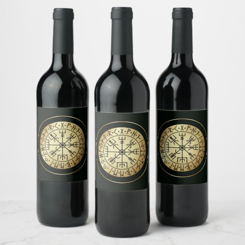 Vegvisir Compass Guiding Runes of Iceland Wine Label