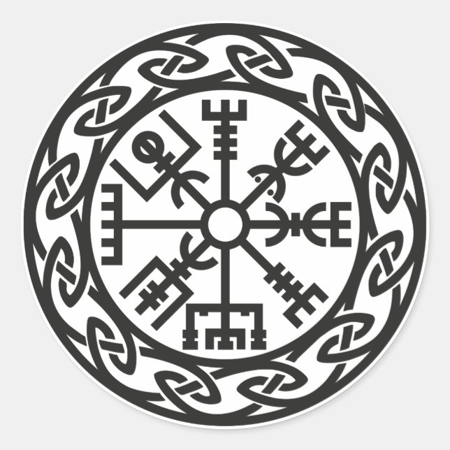 Vegvísir, Iceland, Traveler's Charm, Protection Classic Round Sticker (Front)