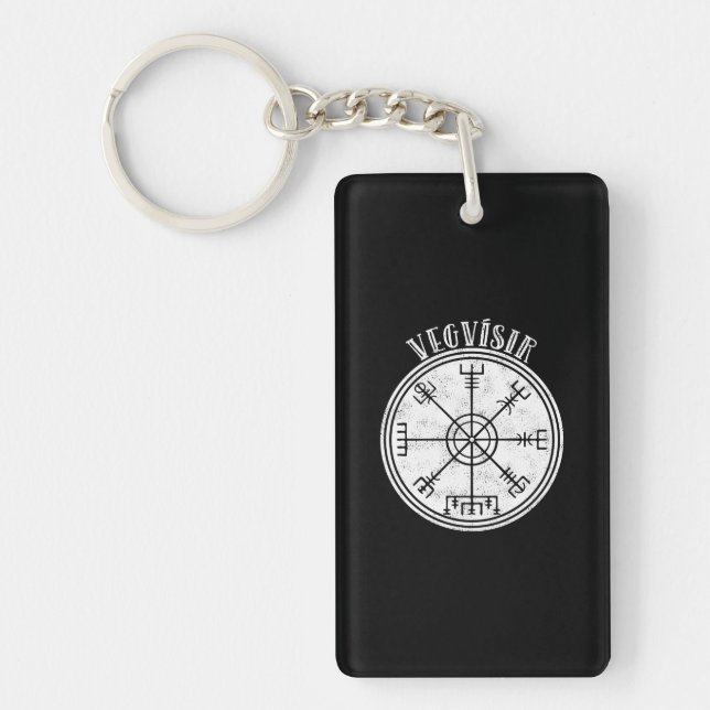 VEGVISIR  Icelandic compass Stave Keychain (Front)