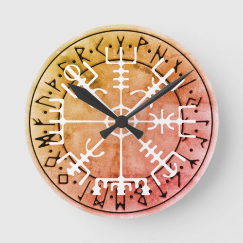 Vegvsir Icelandic magical amulet stave Round Clock