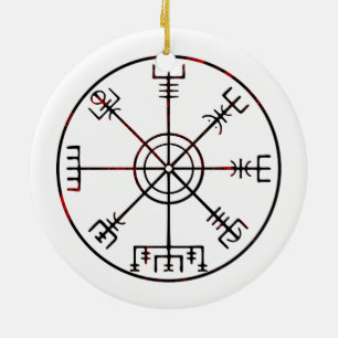 Vegvisir Icelandic Protective Runes Ceramic Ornament