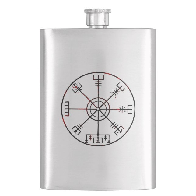 Vegvisir Icelandic Protective Runes Hip Flask (Front)