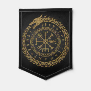 Vegvisir Norse Serpent Rune Circle Design Pennant