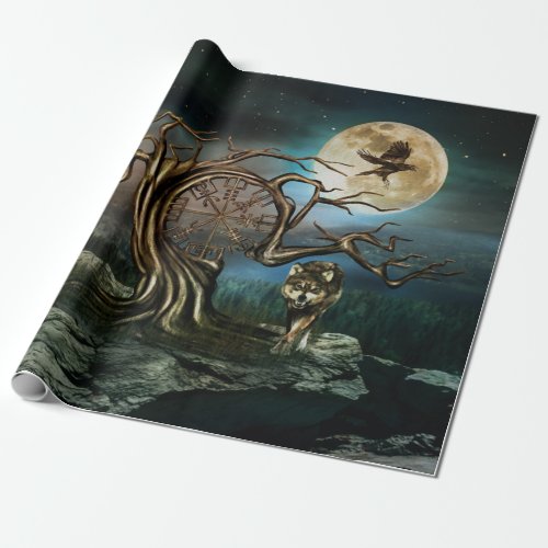 Vegvisir Tree Moon landscape Wrapping Paper