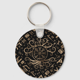 Vegvisir Tree of life Yggdrasil and Runes Keychain