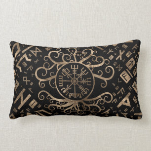 Vegvisir Tree of life Yggdrasil and Runes Lumbar Pillow