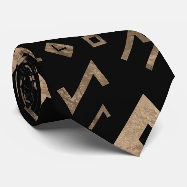 Vegvisir Tree of life Yggdrasil and Runes Neck Tie (Rolled)
