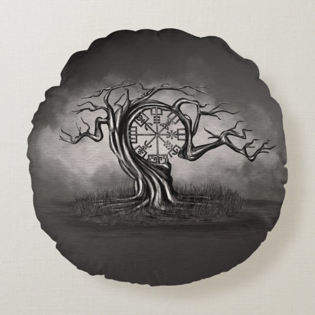 Vegvisir Tree Round Pillow (Front)
