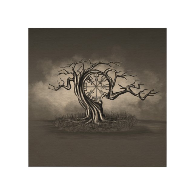 Vegvisir Tree Wood Wall Art (Front)