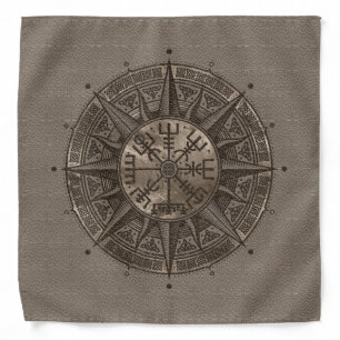Vegvisir - Viking Compass - Beige Leather and gold Bandana