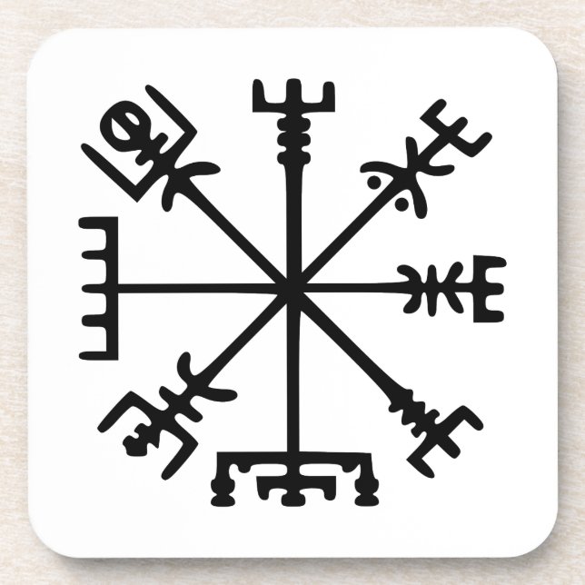 Vegvísir (Viking Compass) Beverage Coaster (Front)
