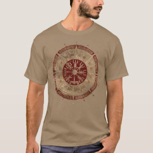 Vegvisir Viking Compass Black and red Leather and  T-Shirt
