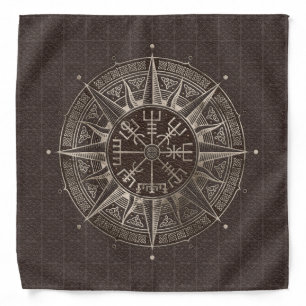 Vegvisir - Viking Compass - Brown Leather and gold Bandana