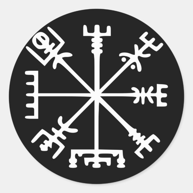 Vegvísir (Viking Compass) Classic Round Sticker (Front)