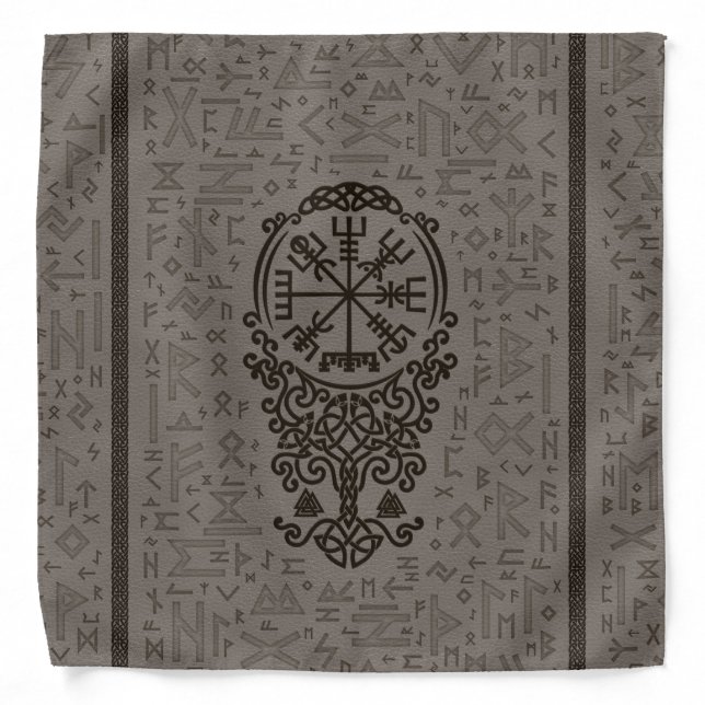 Vegvisir - Viking Compass on Futhark pattern Bandana (Front)