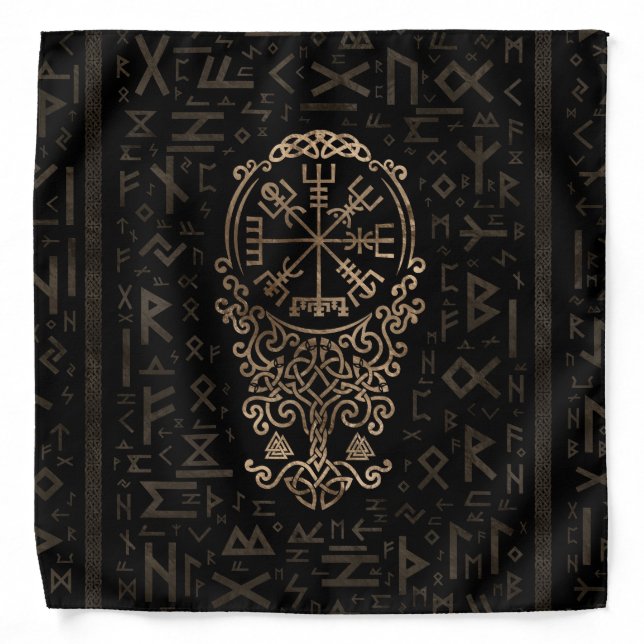 Vegvisir - Viking Compass on Futhark pattern Bandana (Front)