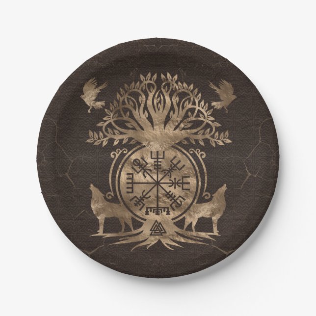 Vegvisir - Viking Compass Ornament Paper Plates (Front)