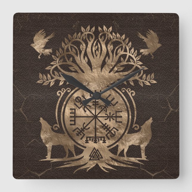 Vegvisir - Viking Compass Ornament Square Wall Clock (Front)