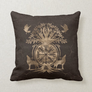 Vegvisir - Viking Compass Ornament Throw Pillow