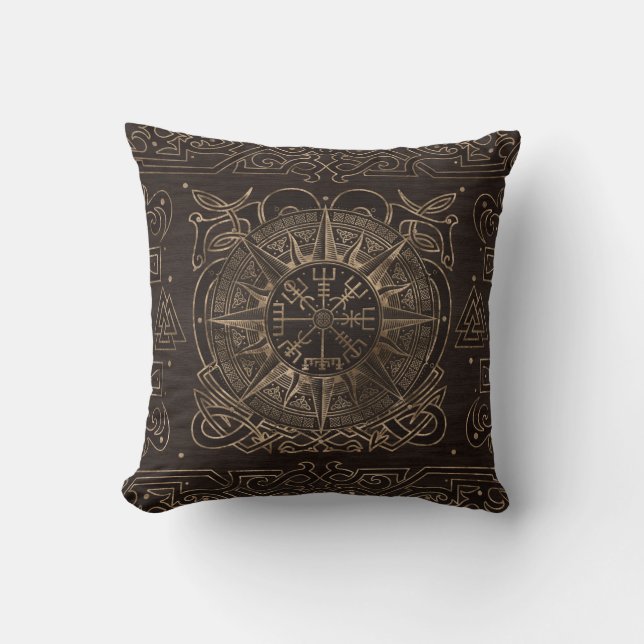 Vegvisir - Viking Compass Ornament Throw Pillow (Front)