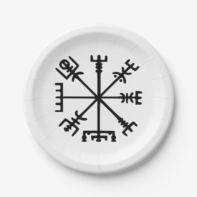 Vegvísir (Viking Compass) Paper Plates (Front)