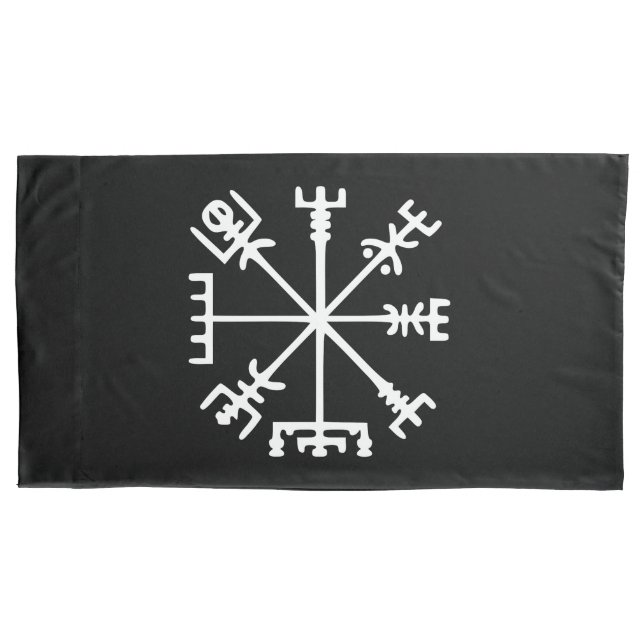 Vegvísir (Viking Compass) Pillow Case (Front-Left)