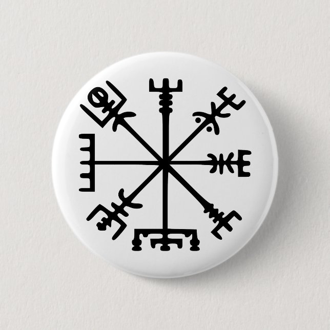 Vegvísir (Viking Compass) Pinback Button (Front)