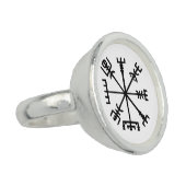 Vegvísir (Viking Compass) Ring (Side)