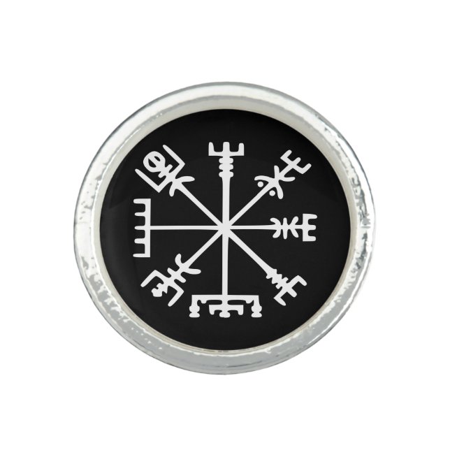 Vegvísir (Viking Compass) Ring (Front)
