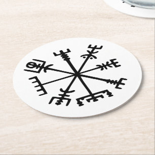 Vegvísir (Viking Compass) Round Paper Coaster