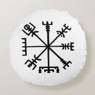 Vegvísir (Viking Compass) Round Pillow