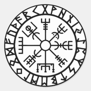 Vegvisir (Viking Compass) Round Sticker